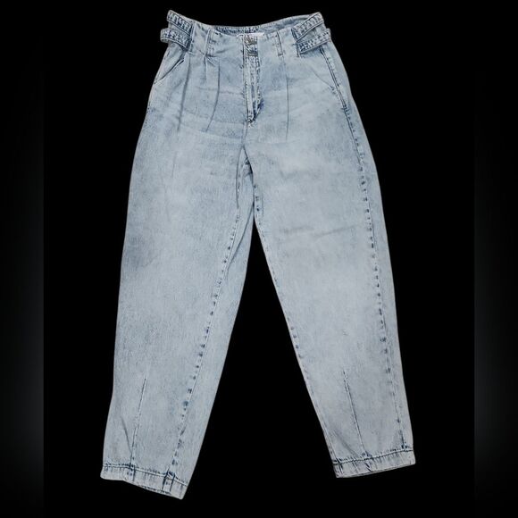 Garage Denim 80's Mom Jeans Light Wash Women Sz 05/27 Pleated Front Pockets - Picture 2 of 10